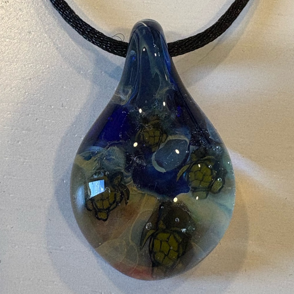 Glass Blown Turtle Necklace